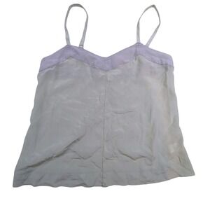 Feather + Bone Silk Camisole Top – Women's M Pale Green V-Neck